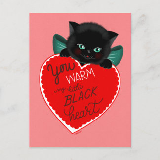 Vintage Inspired Black Cat Valentines Day Card 