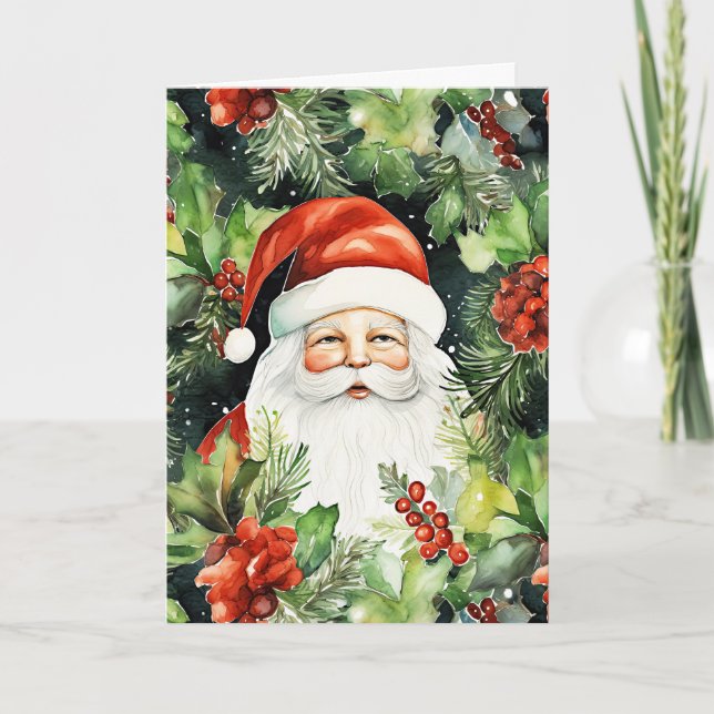 Vintage Inspired Blank Santa Claus Christmas Card (Front)