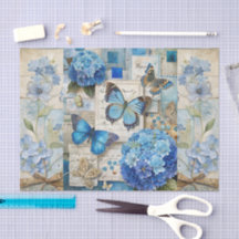 Vintage Inspired Blue Floral Butterfly Scrapbook