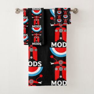 Vintage Inspired British Mods And Rockers Bath Towel Set