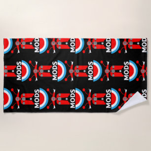 Vintage Inspired British Mods And Rockers Beach Towel