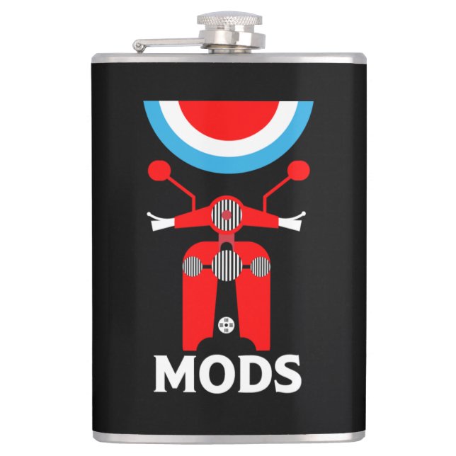 Vintage Inspired British Mods And Rockers Hip Flask (Front)