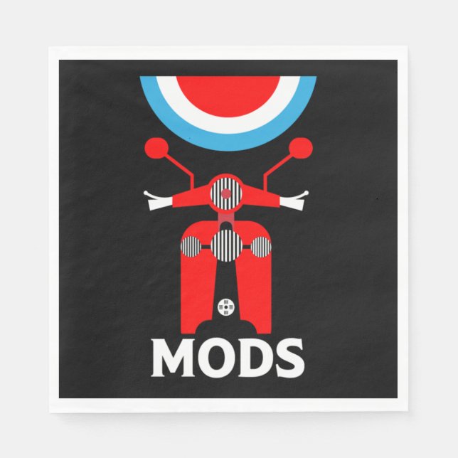 Vintage Inspired British Mods And Rockers Napkin (Front)