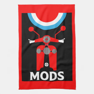 Vintage Inspired British Mods And Rockers Tea Towel