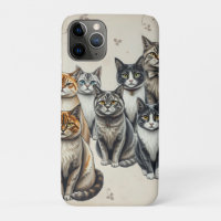 Vintage-Inspired Cat Family Portrait