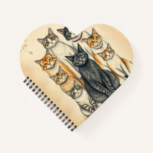 Vintage-Inspired Cat Family Portrait Notebook