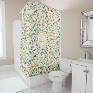 Vintage-Inspired Colourful Paisley Leaf Pattern (2 Shower Curtain