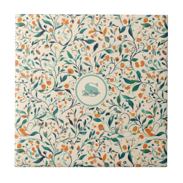 Vintage-Inspired Colourful Paisley Leaf Pattern (3 Tile (Front)