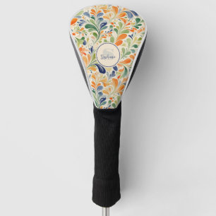 Vintage-Inspired Colourful Paisley Leaf Pattern (4 Golf Head Cover