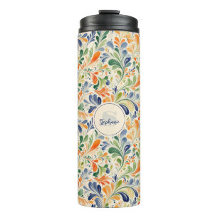 Vintage-Inspired Colourful Paisley Leaf Pattern (4 Thermal Tumbler