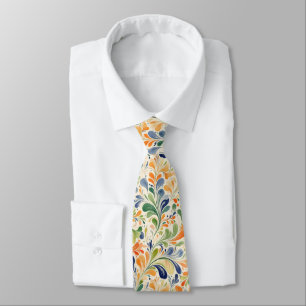 Vintage-Inspired Colourful Paisley Leaf Pattern (4 Tie