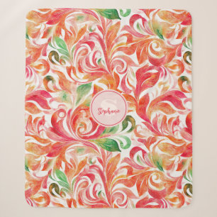 Vintage-Inspired Colourful Paisley Leaf Pattern (5 Sherpa Blanket