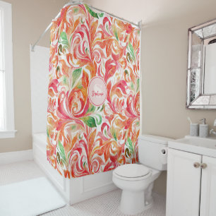 Vintage-Inspired Colourful Paisley Leaf Pattern (5 Shower Curtain