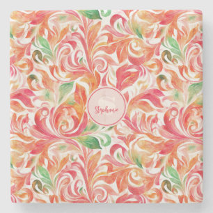 Vintage-Inspired Colourful Paisley Leaf Pattern (5 Stone Coaster
