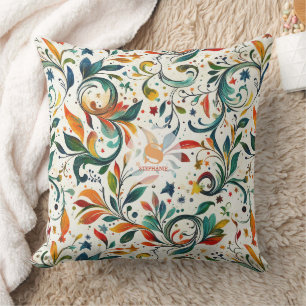 Vintage-Inspired Colourful Paisley Leaf Pattern Cushion