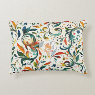 Vintage-Inspired Colourful Paisley Leaf Pattern Decorative Cushion