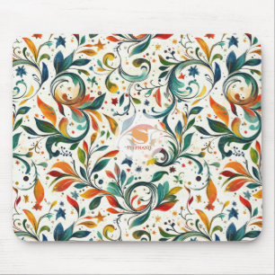 Vintage-Inspired Colourful Paisley Leaf Pattern Mouse Mat