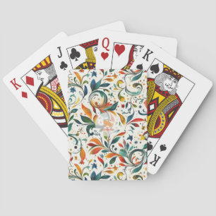Vintage-Inspired Colourful Paisley Leaf Pattern Playing Cards