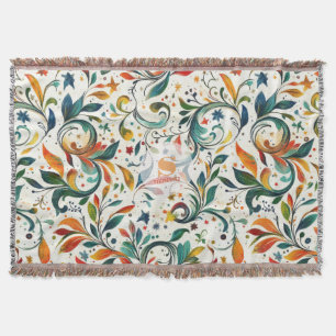 Vintage-Inspired Colourful Paisley Leaf Pattern Throw Blanket