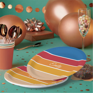 Vintage-Inspired Colourful Stripes Design Paper Plate