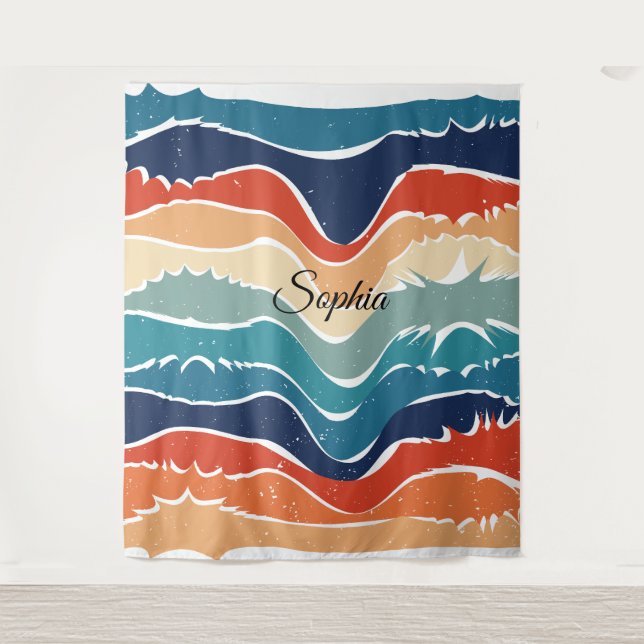 Vintage-Inspired Colourful Stripes Design Tapestry (Front)