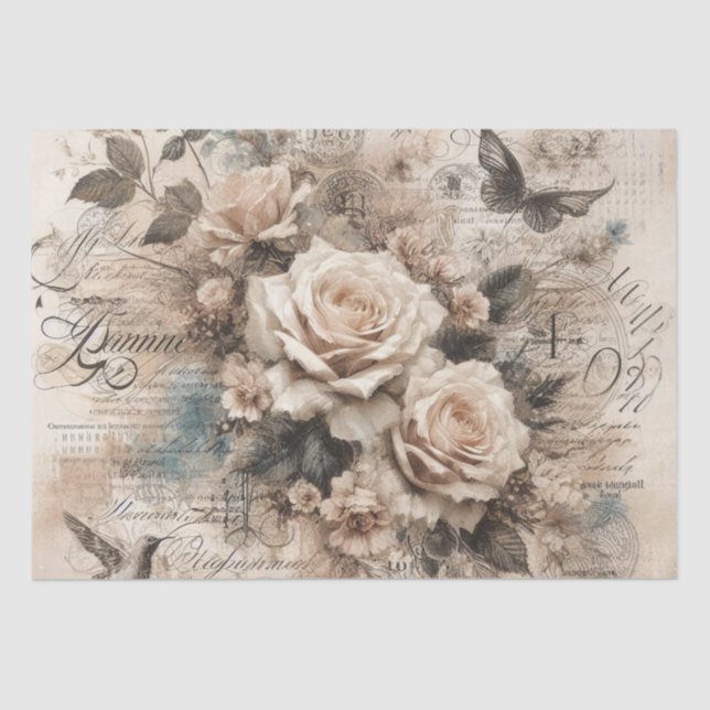 Vintage Inspired Decoupage Floral Tissue Paper  (Front)