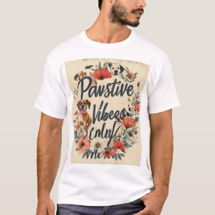 Vintage Inspired Dog Mum Slogan - Pawsitive Vibes T-Shirt