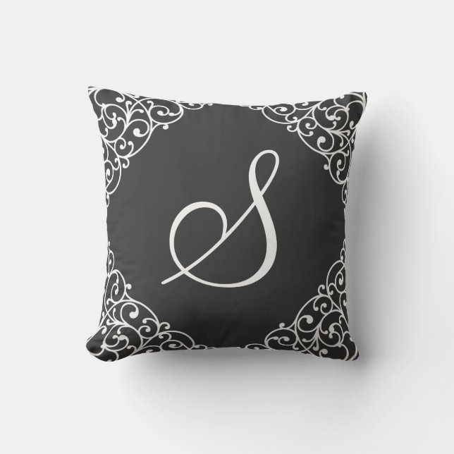 Vintage Inspired Elegant Custom Monogram Design Cushion (Front)