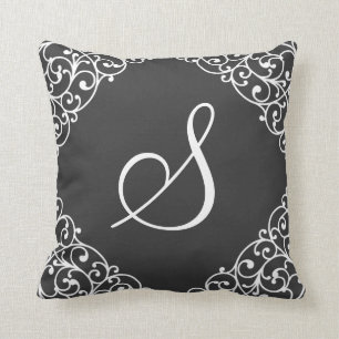 Vintage Inspired Elegant Custom Monogram Design Cushion