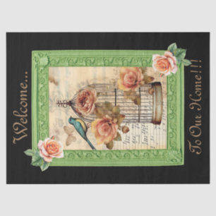 Vintage Inspired Floral Bird Cage Decoupage Tissue Paper