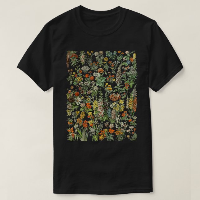 Vintage Inspired Floral Botanical Chart  T-Shirt (Design Front)