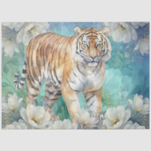 Vintage Inspired Floral Jungle Tiger Decoupage Tissue Paper
