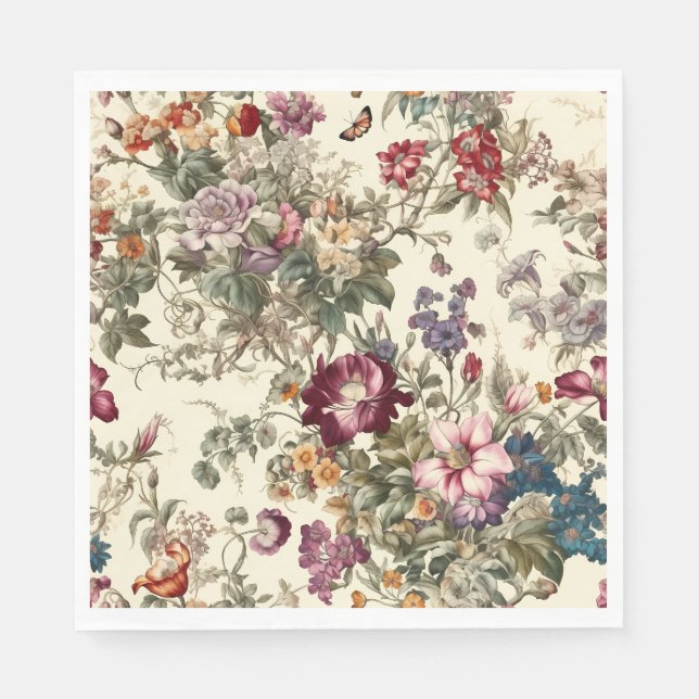 Vintage Inspired Floral  Napkin (Front)