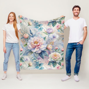 Vintage Inspired Floral Pattern Fleece Blanket