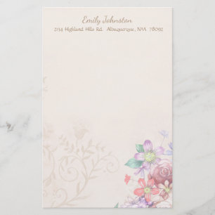 Vintage Inspired Flowers Custom Stationery