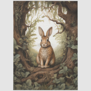 Vintage Inspired Forest Rabbit Decoupage Tissue Paper