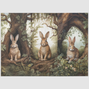 Vintage Inspired Forest Rabbits Decoupage Tissue Paper