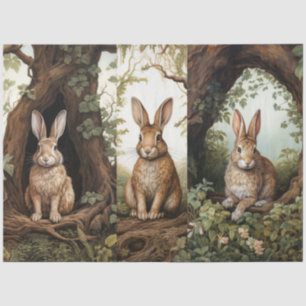 Vintage Inspired Forest Rabbits Decoupage Tissue Paper