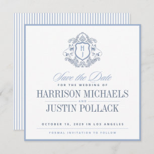 Vintage-Inspired Frenchie Crest Save the Date Invitation