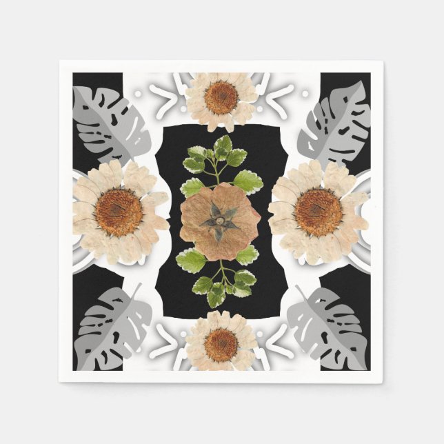 Vintage Inspired Garden Floral Pattern Napkin (Front)