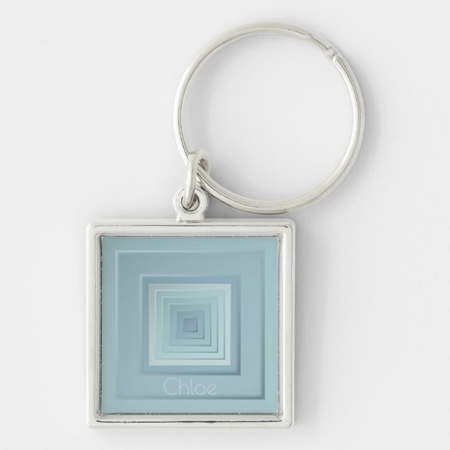 Vintage Inspired Geometric Squares Key Ring (Front)
