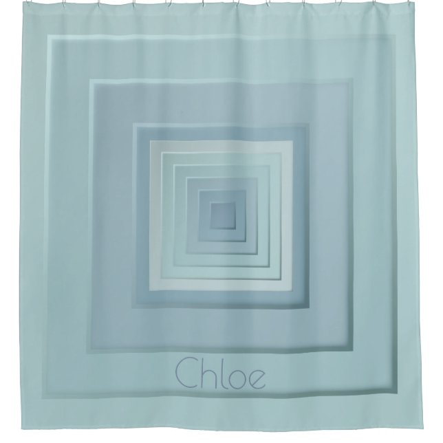 Vintage Inspired Geometric Squares Shower Curtain (Front)