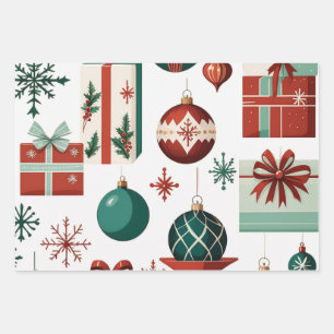 vintage-inspired Gift Wrap, Nostalgic Christmas Wrapping Paper Sheet