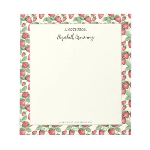 Vintage Inspired Hand-Drawn Elegant Strawberry Notepad