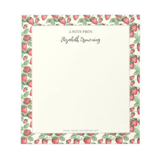 Vintage Inspired Hand-Drawn Elegant Strawberry Notepad