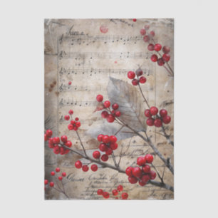 Vintage Inspired Holly Berries on Sheet Music