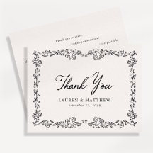 Vintage Inspired Ivory Floral Border Wedding Thank