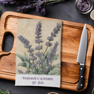 Vintage-Inspired Lavender Herbal Apothecary Tea Towel