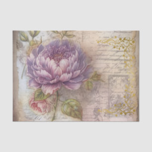 Vintage Inspired Lavender Peonies Tissue Paper