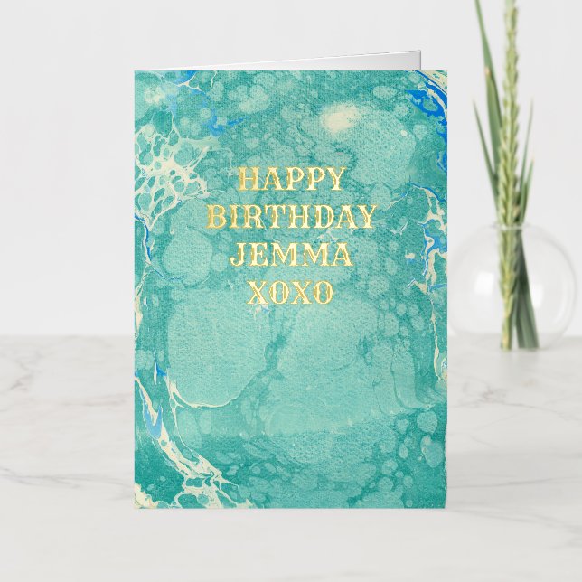 Vintage-Inspired Marbled Greeting Card with Custom (Front)